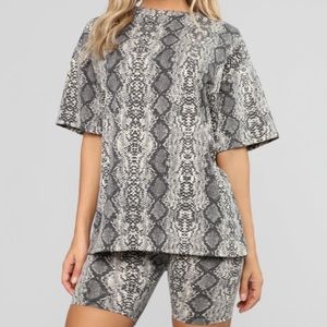 Snake print biker short set